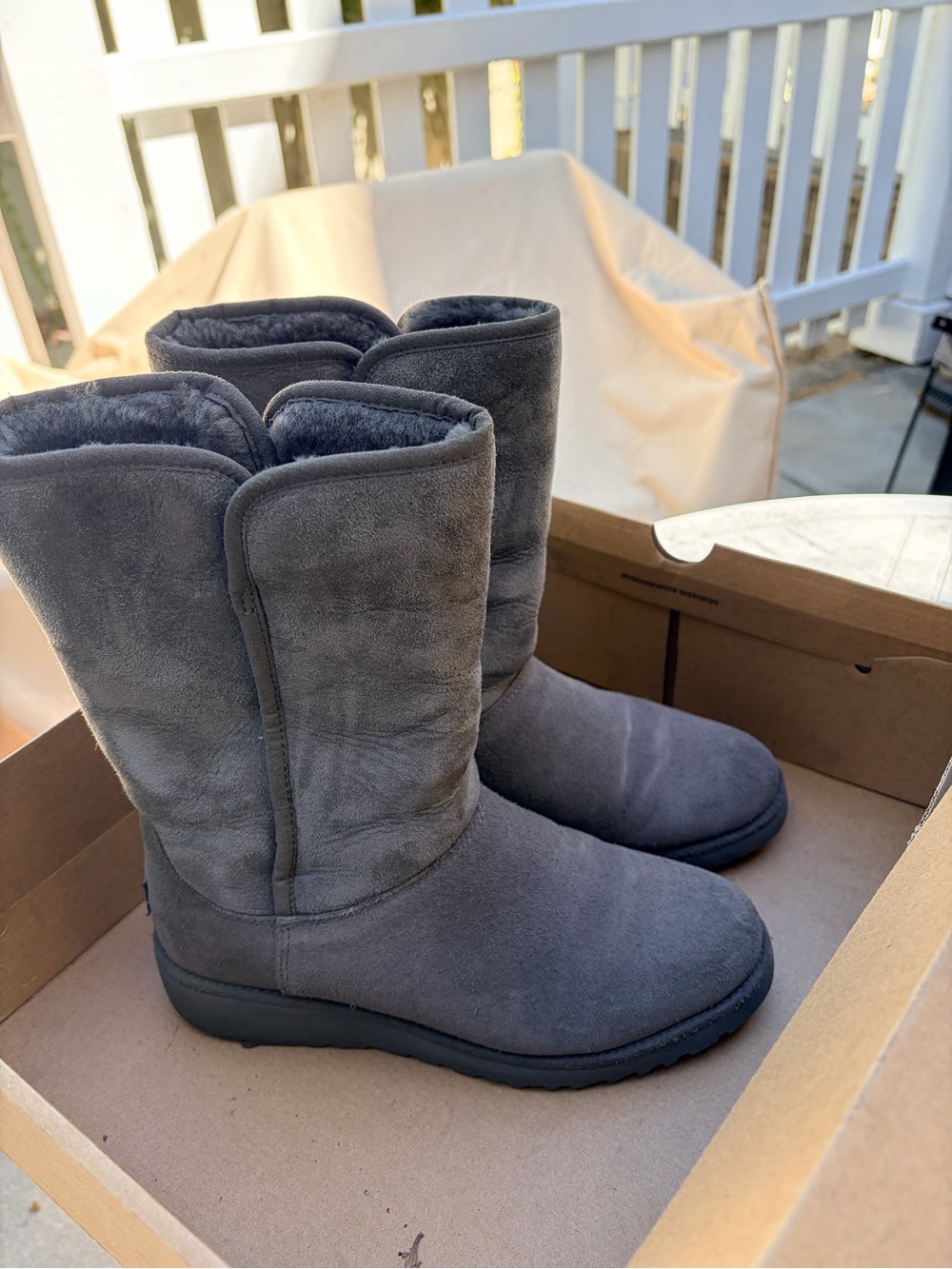 UGG Women's Gray Cozy Mid-Calf Winter Boots